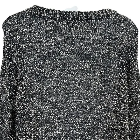 French Connection Women's 100% Cotton Tweed Long Line Gray Black Sweater sz M - Picture 12 of 12
